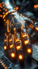 Glowing Futuristic Robotic Hand 3D Illustration