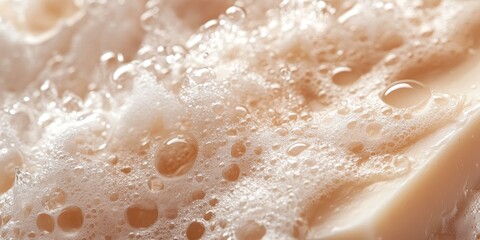 Fototapeta premium Closeup of soap bar with bubbles and foam.