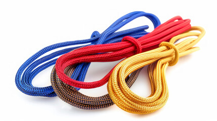 Fototapeta premium Bungee Cords: Elastic cords for securing luggage on carts or vehicles isolated on white background