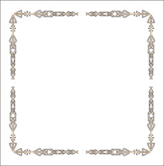 Elegant brown ornamental frame with Viking runes, decorative border, corners for greeting cards, banners, business cards, invitations, menus. Isolated vector illustration.	
