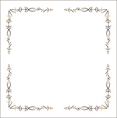 Elegant brown ornamental frame with Viking runes, decorative border, corners for greeting cards, banners, business cards, invitations, menus. Isolated vector illustration.	
