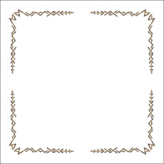 Elegant brown ornamental frame with Viking runes, decorative border, corners for greeting cards, banners, business cards, invitations, menus. Isolated vector illustration.	
