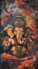beautiful large painting of lord ganesha