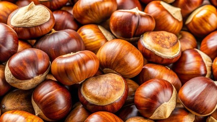 Obraz premium Chestnuts come in diverse shapes and sizes, featuring long and curved, as well as round and smooth examples,