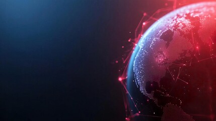 A visually striking representation of the globe with a digital network overlay, showcasing global connections and technology.
