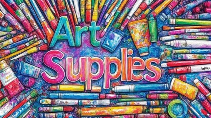 Colorful Art Supplies Background Illustration