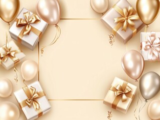 Elegant festive background with gift boxes and balloons for Black Friday and Christmas