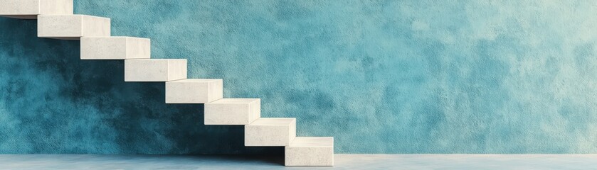 Stylish interior staircase against a textured blue wall, adding a modern touch to any space.