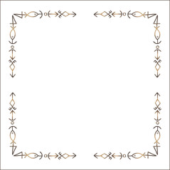 Elegant brown ornamental frame with Viking runes, decorative border, corners for greeting cards, banners, business cards, invitations, menus. Isolated vector illustration.	
