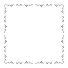 Elegant black and white elegant ornamental frame, decorative border, corners for greeting cards, banners, business cards, invitations, menus. Isolated vector illustration.	
