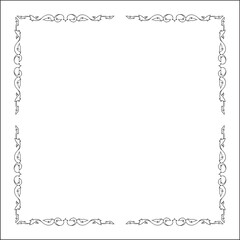 Elegant black and white elegant ornamental frame, decorative border, corners for greeting cards, banners, business cards, invitations, menus. Isolated vector illustration.	
