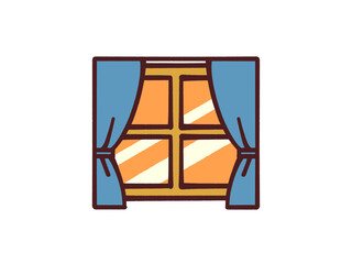 カーテンのついた窓のイラスト素材