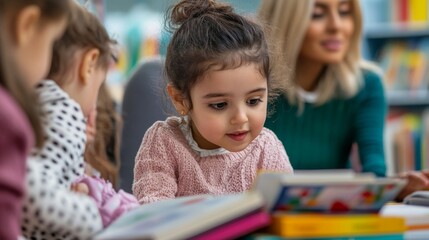 Community literacy event with adults and children in a vibrant reading workshop