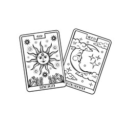 Sun & Moon Cards | Tarot Cards | Mystical Cards | Celestial Cards | Fate Card | Destiny | Magical Card | Prophecy | Original Illustration | Vector and Clipart | Cutfile and Stencil