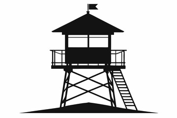 
Lifeguard tower Silhouette vector, Safeguard tower black on a white background.
