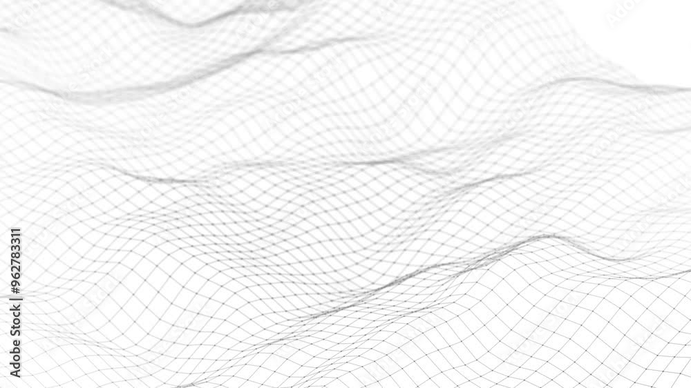 Leinwandbilder Dynamic wave with many dots. Abstract motion background of dots. Technology or science. 3d rendering Seamless loop. 4K	

