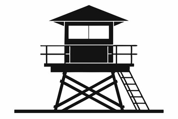 
Lifeguard tower Silhouette vector, Safeguard tower black on a white background.
