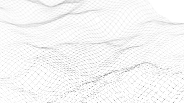 Dynamic wave with many dots. Abstract motion background of dots. Technology or science. 3d rendering Seamless loop. 4K	
