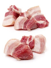 Pork belly on white background