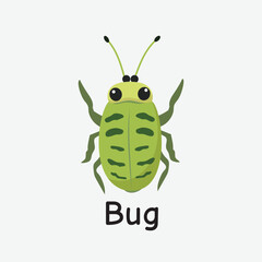 Bug Cartoon Vector Illustration for Kids Learning, Posters, Cards, and Sublimation Prints on White Background