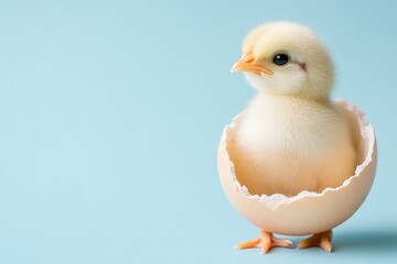 Newly Hatched Chick Emerging from Shell Symbolizing Life's Beginning