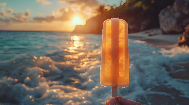Popsicle on the Beach at Sunset Photo
