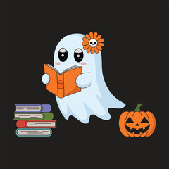 Cute Ghost and Pumpkin Clipart Vector Design for Halloween Decorations and Crafts