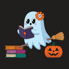Cute Ghost and Pumpkin Clipart Vector Design for Halloween Decorations and Crafts