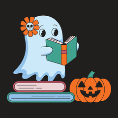 Cute Ghost and Pumpkin Clipart Vector Design for Halloween Decorations and Crafts