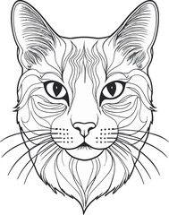 Obraz premium aggressive, cute cat face, yellow and black eyes vector illustration, silhouette 