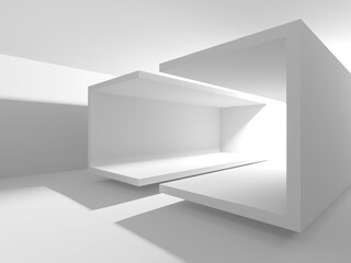 Fototapeta premium Empty white open space interior. Futuristic empty room