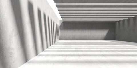 Fototapeta premium Abstract empty concrete interior. Minimalistic dark room design template
