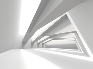 Minimalistic room space. White clean empty architecture interior