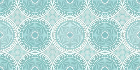 Fototapeta premium Azure Circular Design with White Ornamental Accents, pattern, wallpaper, texture