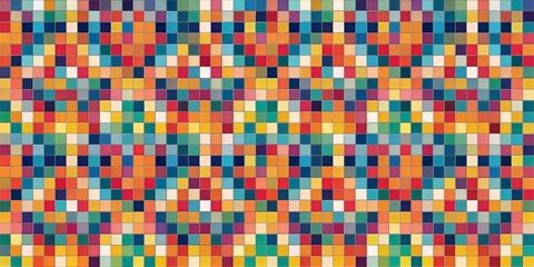 Fototapeta premium Colorful Square Grid Mosaic, abstract art, digital art, pattern
