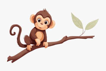 Fototapeta premium Cute monkey on tree branch