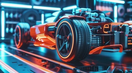 Red Race Car With Neon Lights