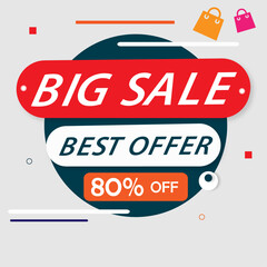 Big Sale Banner- Best Offer 80% Off vector design