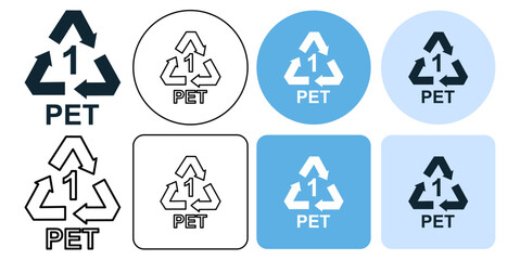 recycle plastic symbol Polyethylene terephthalate PETE or PET, Recycling Sign icon symbol ui and ux design, glyphs and stroke line
