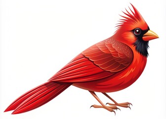 Fototapeta premium Vibrant red cardinal bird illustration in modern SVG style, featuring bold lines, bright plumage, and sleek silhouette,