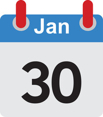 Date calendar one to  thirtine days Print