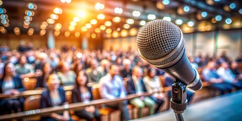 Microphone Ready for the Audience, Microphone, Conference, Speech, Audience