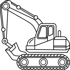 Excavator line art isolated on a white background 
