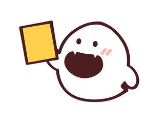 レッドカードを持つオバケのイラスト素材
