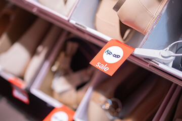 Obraz premium Woman’s Shoes on Sale in Retail Display