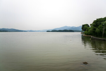 tranquil landscape at the lakeside of Dumulmeory in Yangpyeong, South Korea