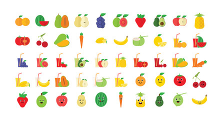 fruits vector icon set