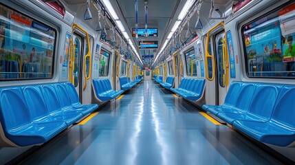 Fototapeta premium Empty Subway Car Interior
