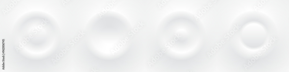 Poster Template white buttons set with outer and inner shadows, soft and delicate 3d illustration