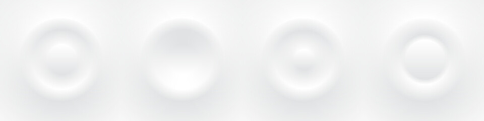Template white buttons set with outer and inner shadows, soft and delicate 3d illustration